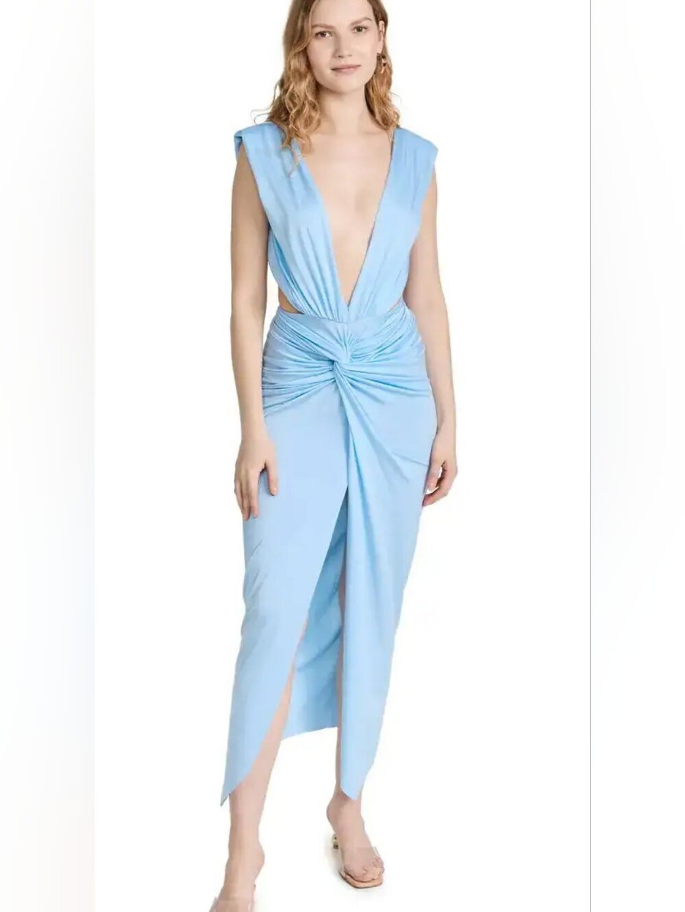 $285 BAOBAB Mia Plunging Ethereal Sky Tiffany Blue Dress - Picture 7 of 14